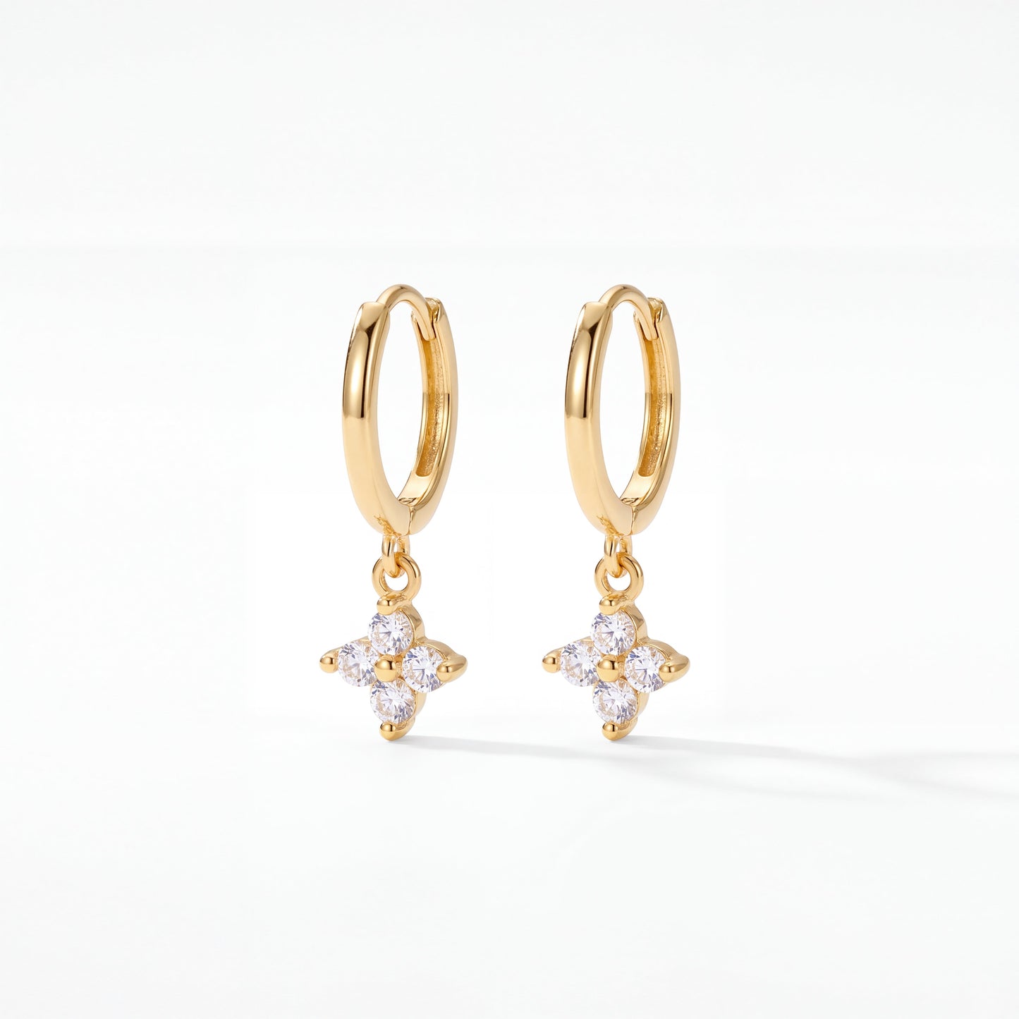 Céleste Earrings by VELTRĀ, close-up of luminous crystal charm
