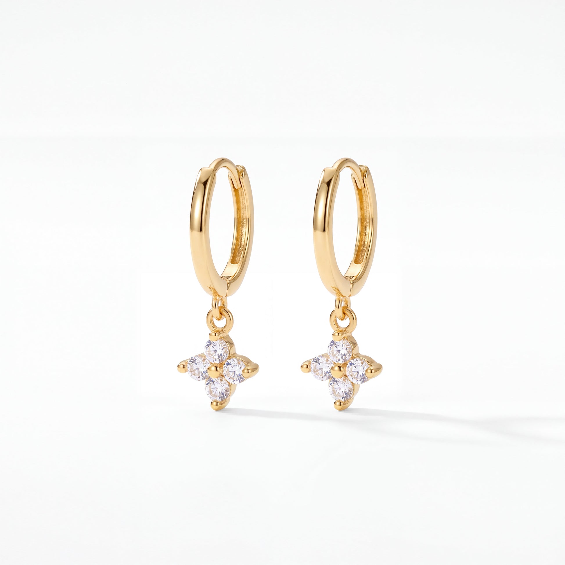 Céleste Earrings by VELTRĀ, close-up of luminous crystal charm