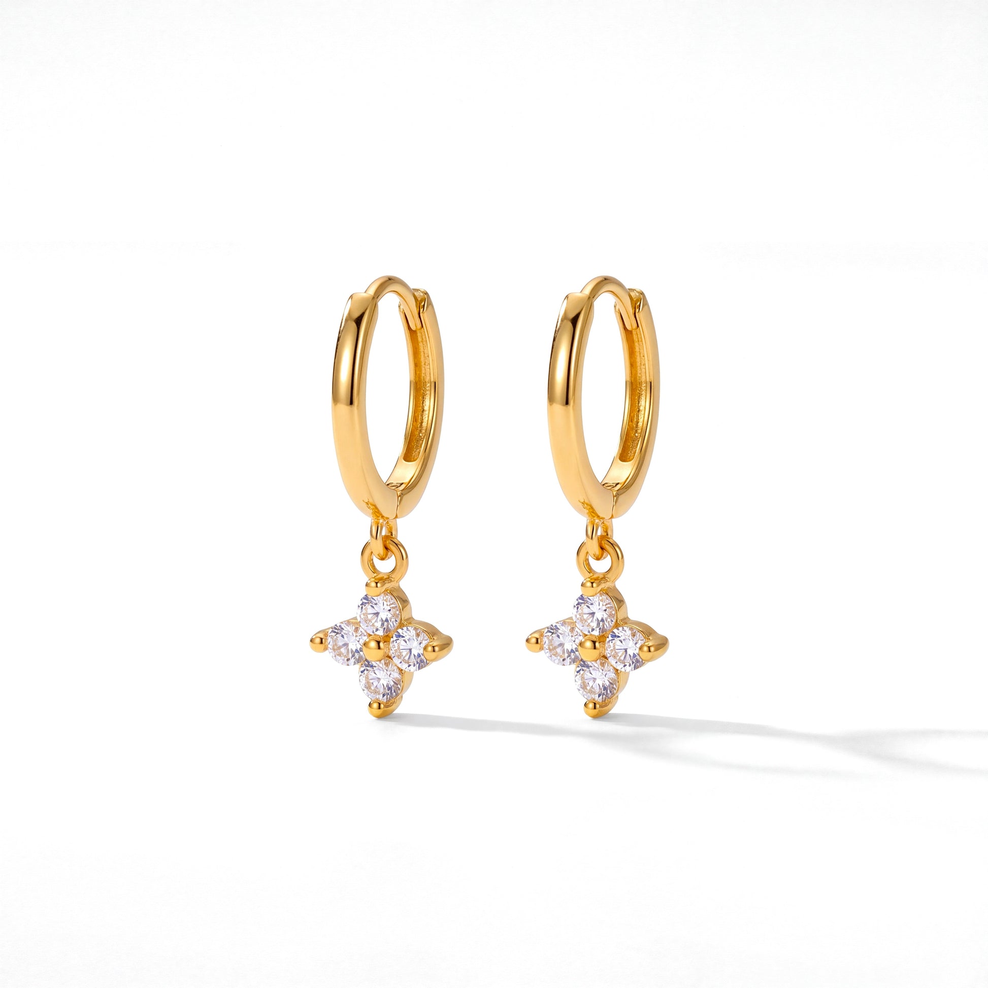 Céleste Earrings by VELTRĀ, 18K gold-plated hoops with crystal charms